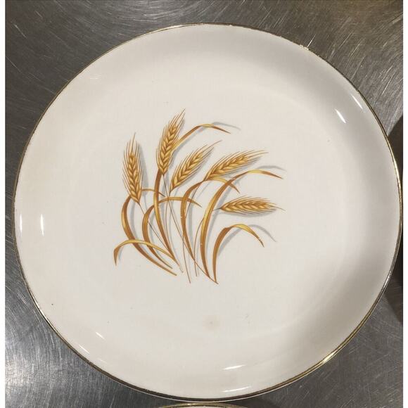 Lot Of 4 Golden Wheat, Bread or Salad Plate 22K Gold Vintage Made In USA - Picture 2 of 6